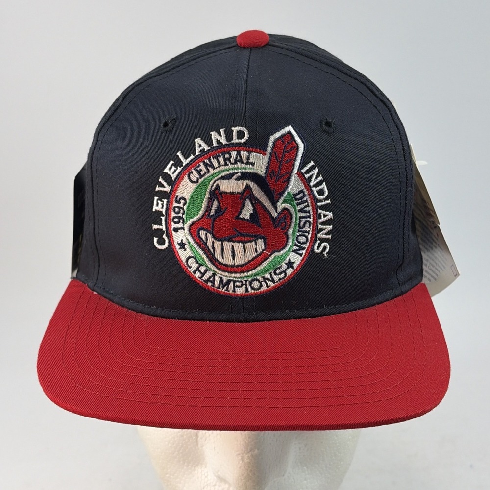 Vintage Cleveland Indians Hat Cap Snap Back Starter 1995 A.L Central Champs NOS